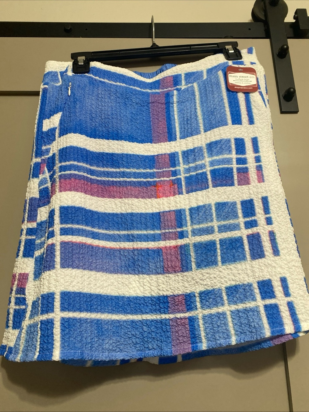 NWT Ethyl Plaid Crinkle Skort Size 6 Blue White Athletic Golf
